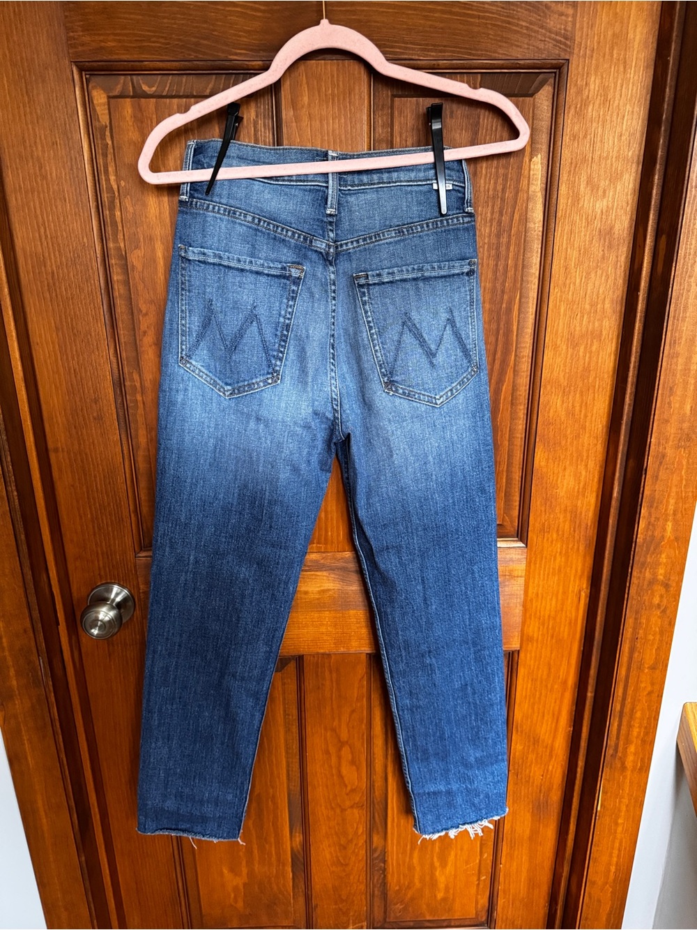 MOTHER High Waisted Rider Ankle Step Fray  Crop Jeans - Blue - Picture 3 of 11